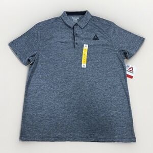 NWT Reebok Men's Gray Performance Polo Short Sleeve Shirt Size L Classic Style